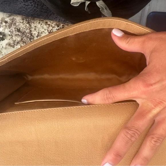 Yves Saint Laurent Tan Clutch with Gold Accent - Picture 5 of 9